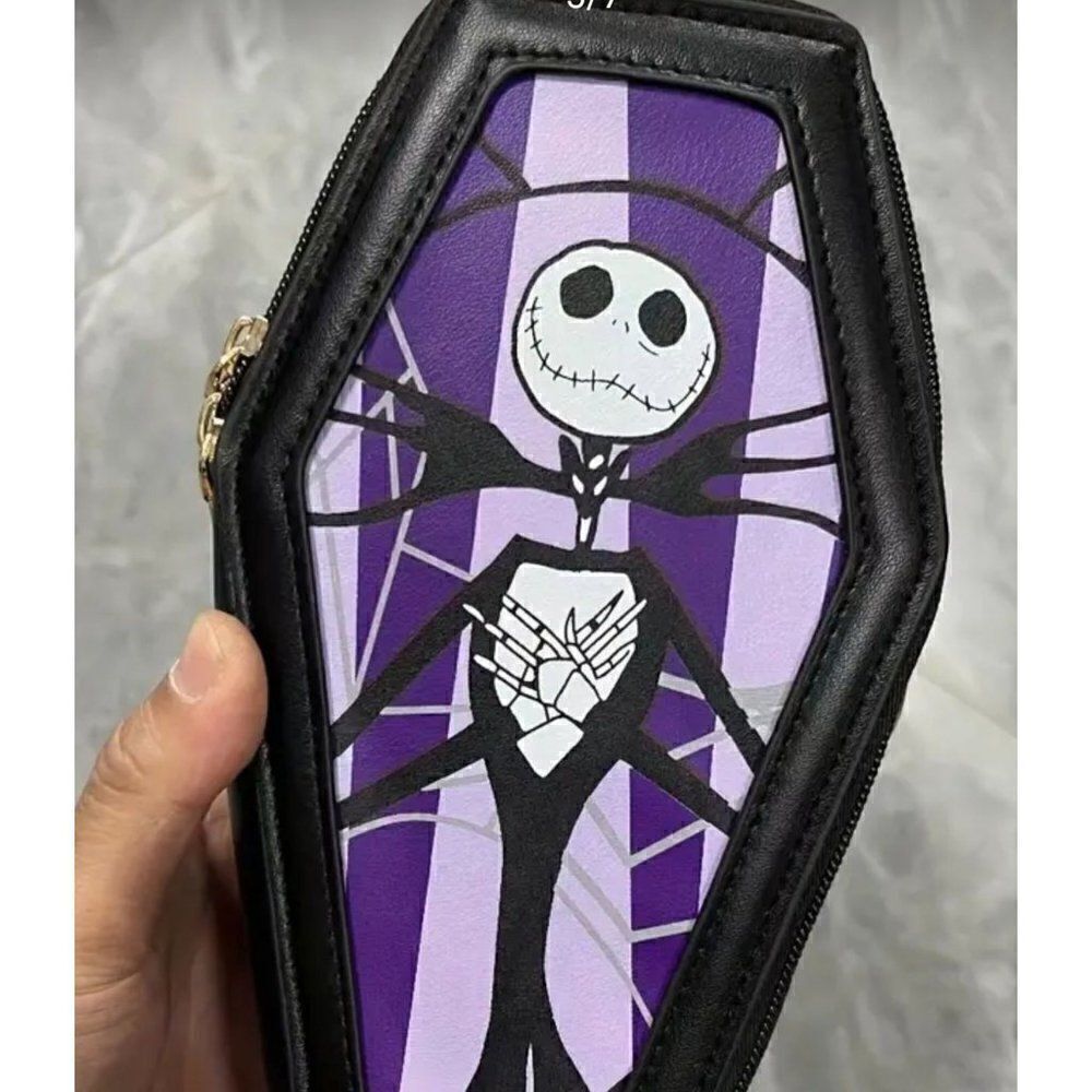 New! Jack Skellington Coffin Crossbody Shoulder Bag with Strap Vegan Leather